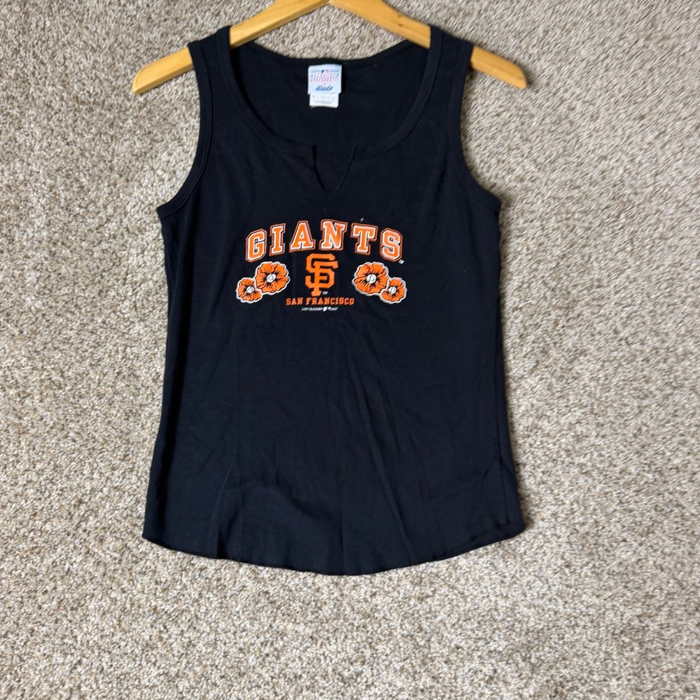 Lady Slugger San Francisco Giants Tank Top Womens Large Black MLB 2007 Floral